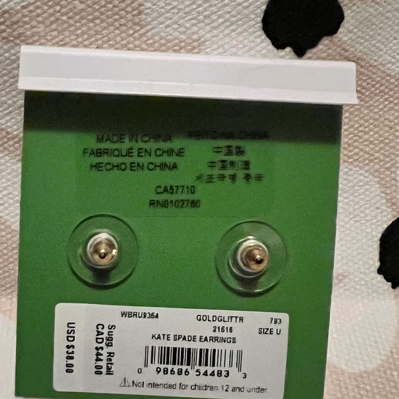 Gold glitter Kate Spade studs - Picture 2 of 3